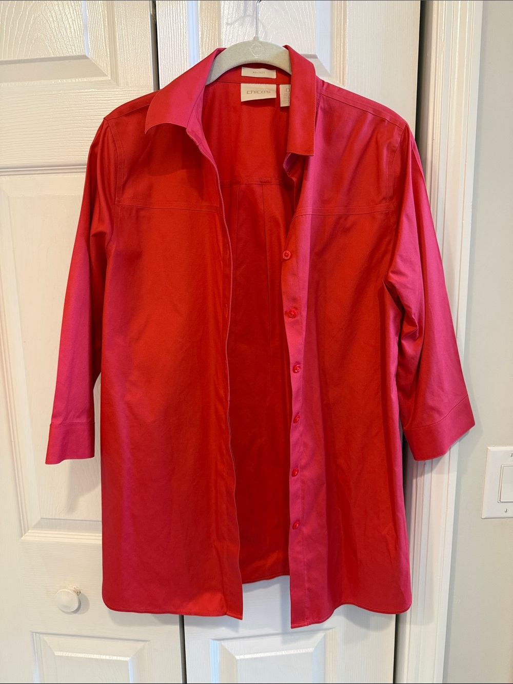 Chico's Bright Red Button-Down Shirt